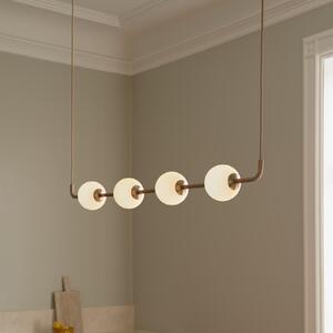 UMAGE LED viseća svjetiljka Audrey LINEAR, mesing, 118 cm, 4 žarulje., prigušiva, Zlato / mjed, Dnevni boravak/blagovaonica, Metal, Metak