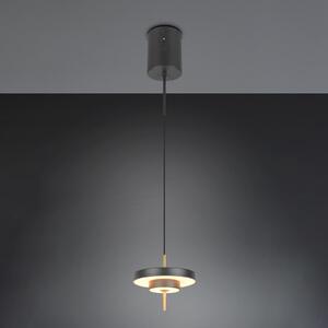Trio Lighting LED viseća lampa Keaton crno/zlatna, Ø 20 cm metal CCT, prigušiva, Crno, Dnevni boravak/blagovaonica, Metal