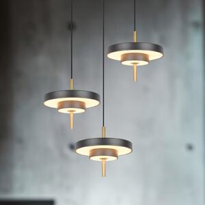 Trio Lighting Keaton LED viseća lampa, crna/zlatna Ø 45 cm CCT 3 žarulje., prigušiva, Crno, Dnevni boravak/blagovaonica, Metal