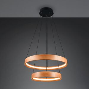 Trio Lighting LED viseća svjetiljka Lynwood, Ø 60 cm, boja drva, drvo, 2 žarulje., prigušiva, Drvo, Dnevni boravak/blagovaonica, Drvo