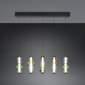 Trio Lighting Minerva LED viseća svjetiljka, duljina 100 cm, šarena, staklo, CCT prigušivač, prigušiva, Dnevni boravak/blagovaonica, Staklo