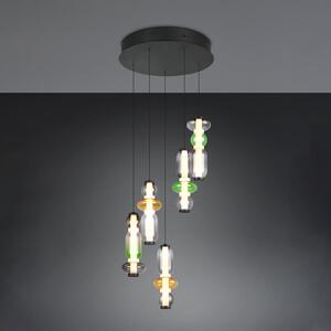 Trio Lighting Minerva LED viseća svjetiljka, Ø 42 cm, šarena, staklo, CCT, 5 žarulja., prigušiva, Višebojno, Dnevni boravak/blagovaonica, Staklo
