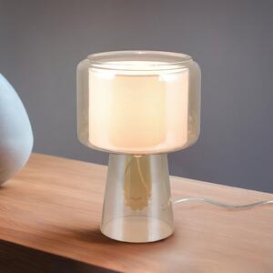 Trio Lighting Stolna lampa Rocka, jantarne boje, visina 29 cm, staklo/tkanina, Bež, Dnevni boravak/blagovaonica, Staklo