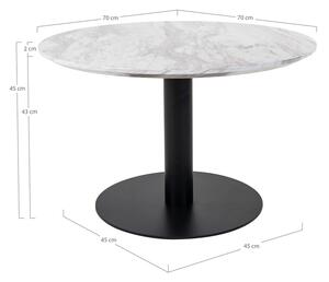 Bijeli/crni okrugli stolić za kavu s pločom stola u mramornom dekoru 70x70 cm Bolzano – House Nordic
