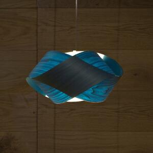 LZF LAMPS viseća svjetiljka Nut, plava/boja nikla, duljina 42 cm, drvo, prigušiva, Plava, Dnevni boravak/blagovaonica, Drvo