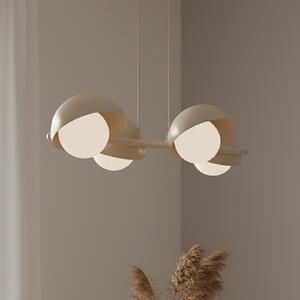 EMIBIG LIGHTING Viseća svjetiljka Boom 4, bež, staklo/čelik, duljina 60 cm, prigušiva, Bež, Dnevni boravak/blagovaonica, Metal