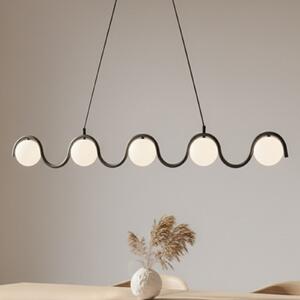 EMIBIG LIGHTING Viseća svjetiljka Sinus 5, crna/opal, staklo, duljina 110 cm, prigušiva, Crno, Dnevni boravak/blagovaonica, Staklo