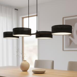 EMIBIG LIGHTING Viseća svjetiljka Drumz 4, crna, tkanina/čelik, duljina 80 cm, E14, prigušiva, Crno, Dnevni boravak/blagovaonica, Tkanina / tekstil