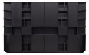 Crna modularna biblioteka od masivnog bora 78x210 cm Finca – WOOOD
