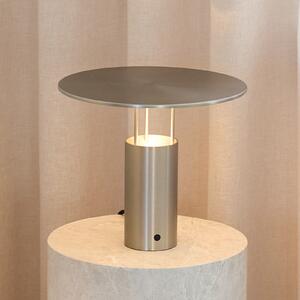 Piet Hein LED stolna lampa Tempel280, srebrna, visina 24,5 cm, prigušiva, Metalik, spavaća soba, Aluminij