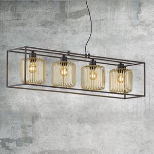 FISCHER & HONSEL Viseća svjetiljka Caydo, mat crna/zlatna, duljina 110 cm, 4 žarulje., prigušiva, Crno, Dnevni boravak/blagovaonica, Metal