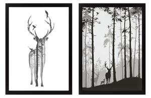 Set plakata u okviru 2 kom 34x44 cm Deer - Wallity