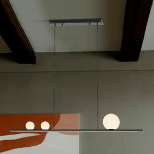 Schuller Valencia LED viseća lampa Mila, crna, duljina 120 cm, metalna, prigušiva, Crno, Dnevni boravak/blagovaonica, Aluminij