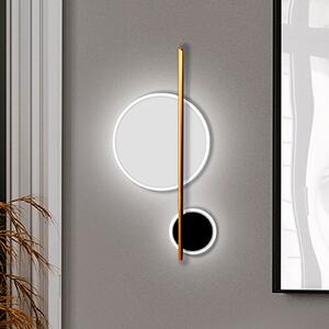Schuller Valencia LED zidna lampa Duo, visina 52 cm, crna/zlatna, metalna, Zlato / mjed, Dnevni boravak/blagovaonica, Aluminij