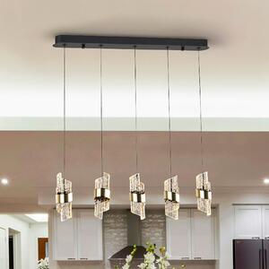 Schuller Valencia LED viseća lampa Iliada, duljina 96 cm, crna/zlatna metalna, prigušiva, Crno, Dnevni boravak/blagovaonica, Metal