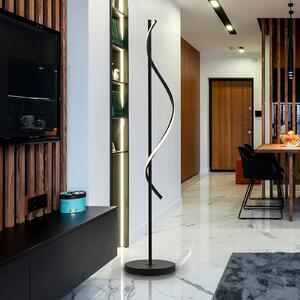 Schuller Valencia LED podna lampa Boa, visina 170 cm, crna, metalna, Crno, Dnevni boravak/blagovaonica, Aluminij