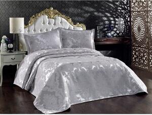 Sivi pamučni prekrivač i jastučnica set za bračni krevet 240x260 cm Beste - Mijolnir
