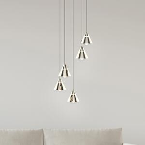 Trio Lighting LED viseća svjetiljka Romeo, Ø 28 cm, boje nikla, metalna, 5 žarulja., Metalik, Dnevni boravak/blagovaonica, Metal