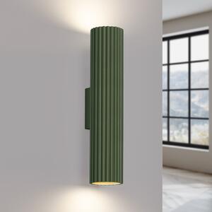 SOLLUX LIGHTING ALORA zidna svjetiljka, visina 30 cm, maslinasto zelena, metalna, 2 x GU10, prigušiva, Zelena, Dnevni boravak/blagovaonica, Aluminij, Zid okrugli