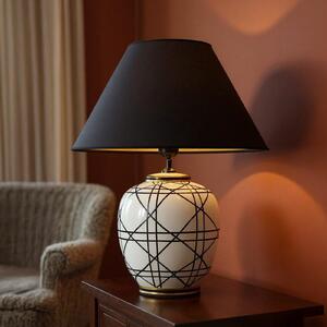 PR Home New York stolna lampa, crna, visina 45 cm, keramička, Crno, Dnevni boravak/blagovaonica, Tkanina / tekstil