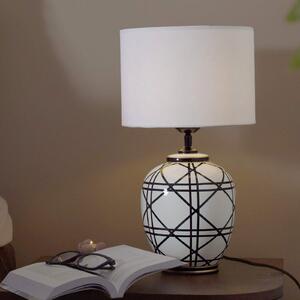 PR Home New York stolna lampa, bijela, visina 46 cm, keramička, Bijela, Dnevni boravak/blagovaonica, Tkanina / tekstil