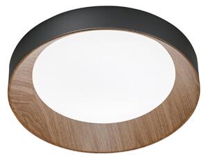 Luce Ambiente Design Arka LED stropna svjetiljka, Ø 40 cm, crna/drveni izgled, metalna CCT, Crno, Dnevni boravak/blagovaonica, Metal