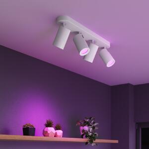 Calex Smart stropni reflektor, bijeli, duljine 49 cm, 4 žarulje, GU10 LED RGBW, prigušiva, Bijela, Dnevni boravak/blagovaonica, Metal, Strop polukružni s prostorom