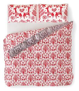 Crveno-bijela flanelska posteljina za bračni krevet 200x200 cm Rudolph – AmeliaHome