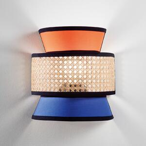 Luce Ambiente Design Zidna lampa Gazebo, narančasta/plava/prirodna, 24 cm, tkanina/ratan, prigušiva, Naranča, Dnevni boravak/blagovaonica, Tkanina / tekstil