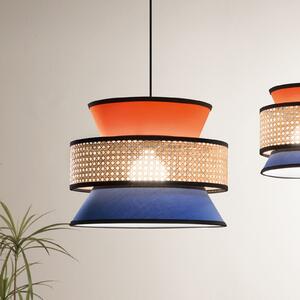 Luce Ambiente Design Viseća lampa za sjenicu, narančasta/plava/prirodna, Ø 40 cm, tkanina/ratan, prigušiva, Naranča, Dnevni boravak/blagovaonica, Tkanina / tekstil