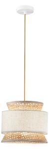 Luce Ambiente Design Viseća lampa za sjenicu, prirodna/bež, Ø 26 cm, ratan/tkanina, prigušiva, Bež, Dnevni boravak/blagovaonica, Drvo