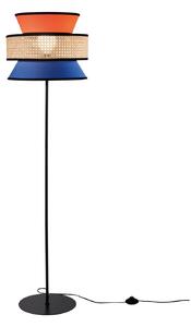 Luce Ambiente Design Podna lampa za sjenicu, narančasta/plava/prirodna, 147 cm, tkanina/ratan, Naranča, Dnevni boravak/blagovaonica, Tkanina / tekstil