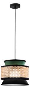 Luce Ambiente Design Viseća lampa za sjenicu, zelena/crna/prirodna, Ø 26 cm, tkanina/ratan, prigušiva, Zelena, Dnevni boravak/blagovaonica, Tkanina / tekstil