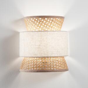 Luce Ambiente Design Zidna lampa Gazebo, prirodna/bež, širina 24 cm, ratan/tkanina, prigušiva, Drvo, Dnevni boravak/blagovaonica, Drvo