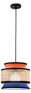 Luce Ambiente Design Viseća lampa za sjenicu, narančasta/plava/prirodna, Ø 26 cm, tkanina/ratan, prigušiva, Naranča, Dnevni boravak/blagovaonica, Tkanina / tekstil