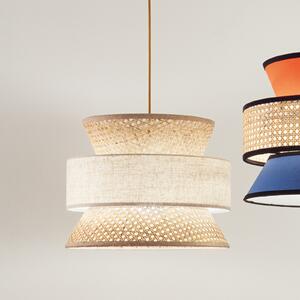 Luce Ambiente Design Viseća lampa za sjenicu, prirodna/bež, Ø 40 cm, ratan/tkanina, prigušiva, Bež, Dnevni boravak/blagovaonica, Drvo
