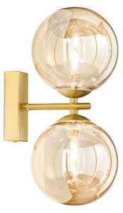 Luce Ambiente Design Zidna svjetiljka HONEY, visina 34 cm, mesing/krem, s dvije svjetiljke, prigušiva, Zlato / mjed, Dnevni boravak/blagovaonica, Staklo