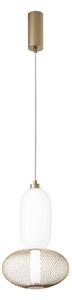 Luce Ambiente Design INKAS LED viseća lampa, visina 41 cm, staklo/metal zlatne boje CCT, Zlato / mjed, Dnevni boravak/blagovaonica, Staklo