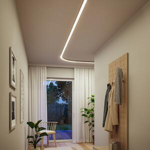 Paulmann LED svjetlosna traka Linion, krom, zakrivljenost 90°, 3000 K, prigušiva, Metalik, Dnevni boravak/blagovaonica, Aluminij
