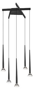 Viokef LED viseća svjetiljka Rina, crna/prozirna, Ø 51 cm, metalna, 5 žarulja., Crno, Dnevni boravak/blagovaonica, Metal