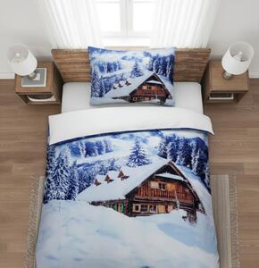 3D posteljina od mikrosatena WINTER CHALET, bijela Dimenzije posteljine: 70 x 90 cm | 140 x 200 cm