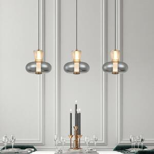 Viokef Viseća LED lampa Sire, duljina 92 cm, dimljeno/brončano staklo, 3 žarulje., Sivo, Dnevni boravak/blagovaonica, Metal