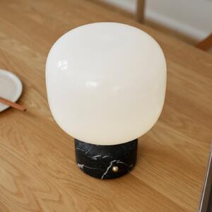 GEJST LED punjiva stolna lampa Meemo, mramorno crna, staklo, USB, prigušiva, Crno, Dnevni boravak/blagovaonica, Staklo