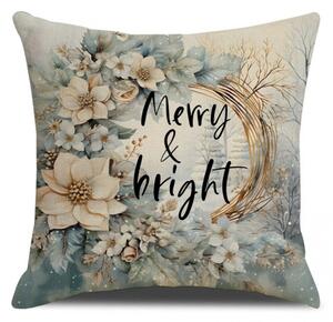 Božićna jastučnica MERRY & BRIGHT 45x45 cm, bež
