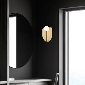 Viokef Zidna lampa Fedora, visina 37 cm, zlatna boja, metal/staklo, prigušiva, Zlato / mjed, Dnevni boravak/blagovaonica, Metal