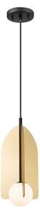 Viokef Viseća lampa Fedora, Ø 22 cm, zlatne boje, metal/staklo, prigušiva, Zlato / mjed, Dnevni boravak/blagovaonica, Metal
