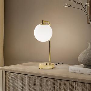 Domiluce Stolna lampa Rico, staklo/metal, zlatna/bijela, visina 36 cm, Zlato / mjed, Dnevni boravak/blagovaonica, Metal, Kišobran za stol