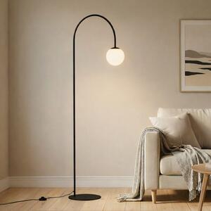 Domiluce Podna lampa Nova, staklo/metal, crno/bijela, visina 155 cm, Crno, Dnevni boravak/blagovaonica, Metal, Stani luk