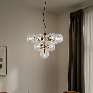 Domiluce Zumba viseća lampa, staklo/metal, zlatna/prozirna, 13 lampica, prigušiva, Zlato / mjed, Dnevni boravak/blagovaonica, Metal, Objesite s više svjetala