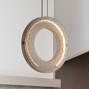 Viokef Tamara LED viseća lampa, jantarna, Ø 40 cm, staklo/metal, Bež, Dnevni boravak/blagovaonica, Staklo